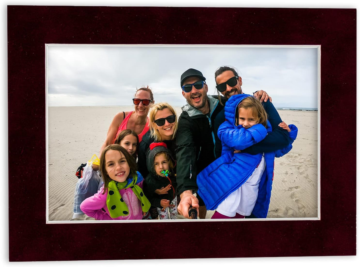 8x10 Mat Bevel Cut for 5x8 Photos - Acid Free Dark Red Suede Precut Matboard - For Pictures, Photos, Framing - 4-ply Thickness