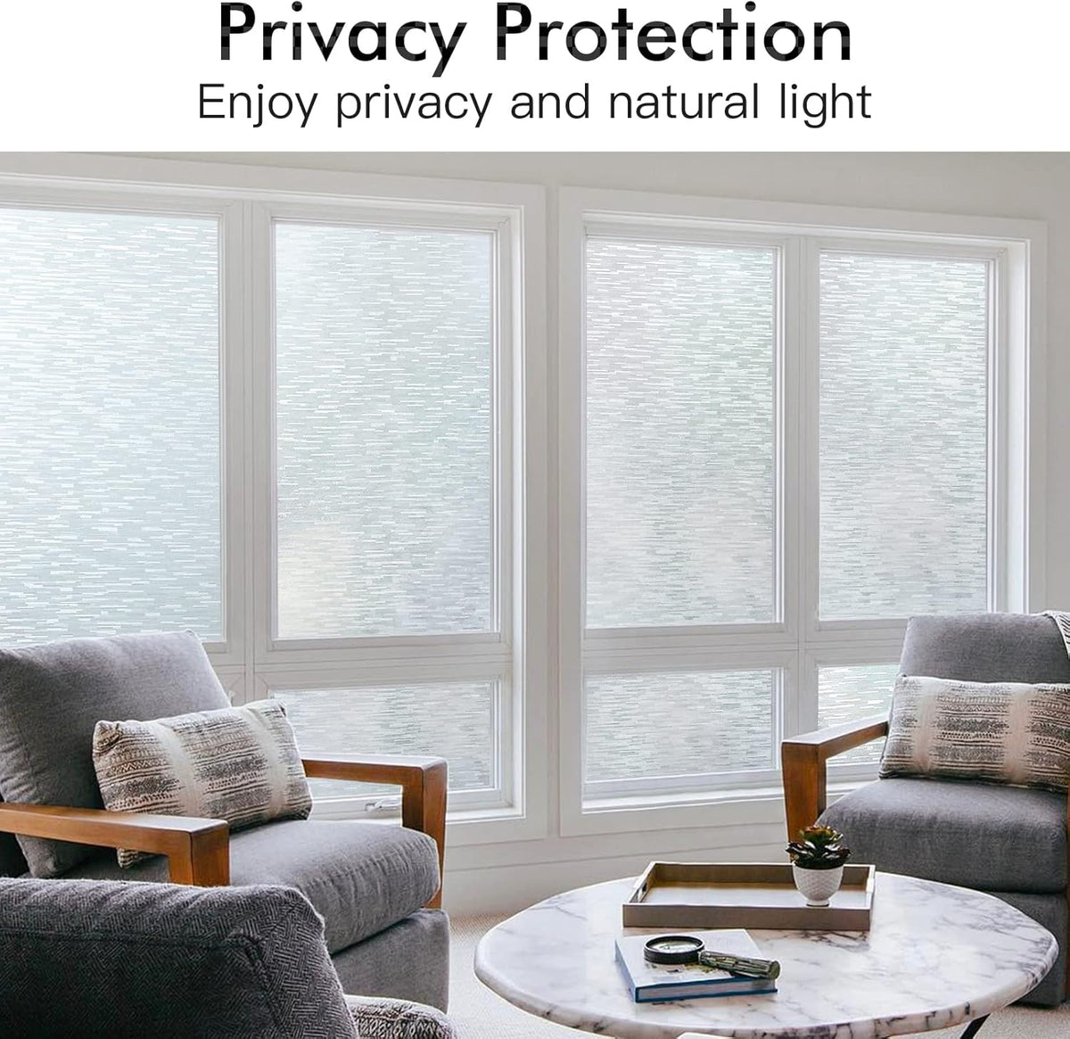 Haton Window Privacy Film, Frosted Glass Static Cling Sun Heat Blocking Window Clings, Frosting Opaque Coverings, Vinyl Removable Stickers Tint for Home Door Office, Non Adhesive 35.4" x 118.1"