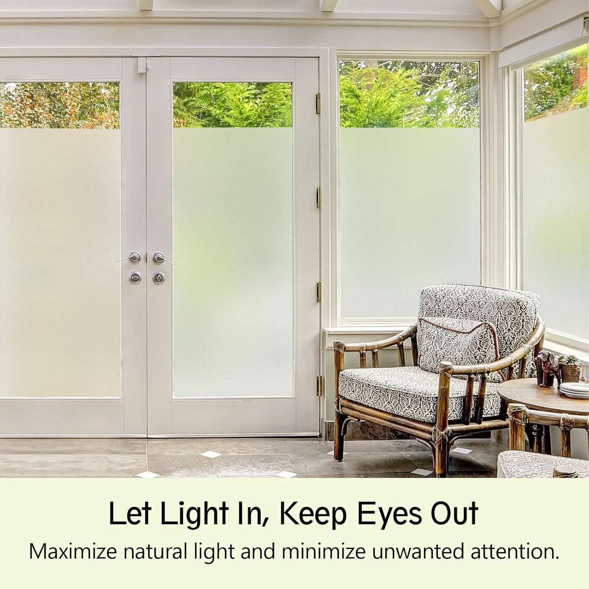 Frosted Glass Window Privacy Film - UV Sun Blocking Heat Control, Static Cling Removable & Reusable for Home, Bathroom, and Office (Frosted, 35.4 Inch x 6.5 Feet)