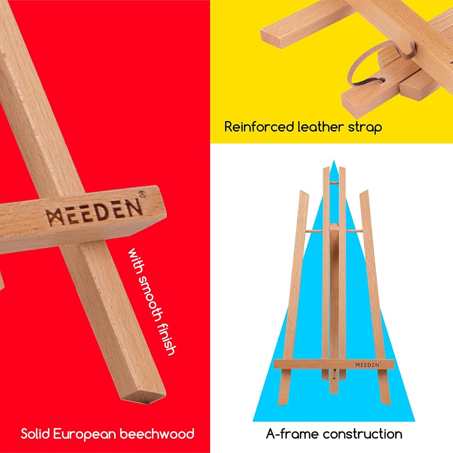 MEEDEN Table Easel Stand for Display: 3 Pack 20 Inch Art Beech Wooden Tabletop Easel for Sign Painting - Small Canvas Stand for Adults