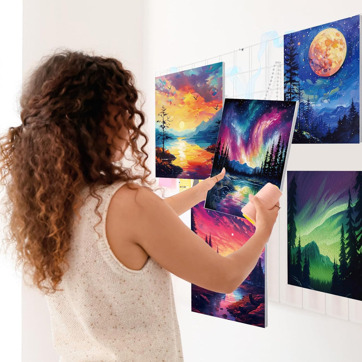 Zhanmai 12 Pack Pre Drawn Canvas for Painting Sip and Paint Kit 8" x 10" Paint Party Set Canvas Painting Pre Printed Canvases for Party Favor DIY Virtual Adult's Date Night(Astronomical Landscape)