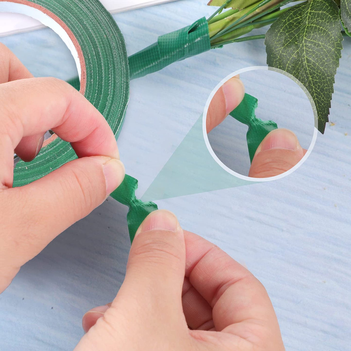 Prudiut 2 Roll Green Floral Tape Waterproof Florist Tape, 1/2" Wide Flower Wrap Tape Floral Tape for Fresh Flower Bouquet Wrap Flower Arrangements Crafts (100Ft/33.4 Yd)