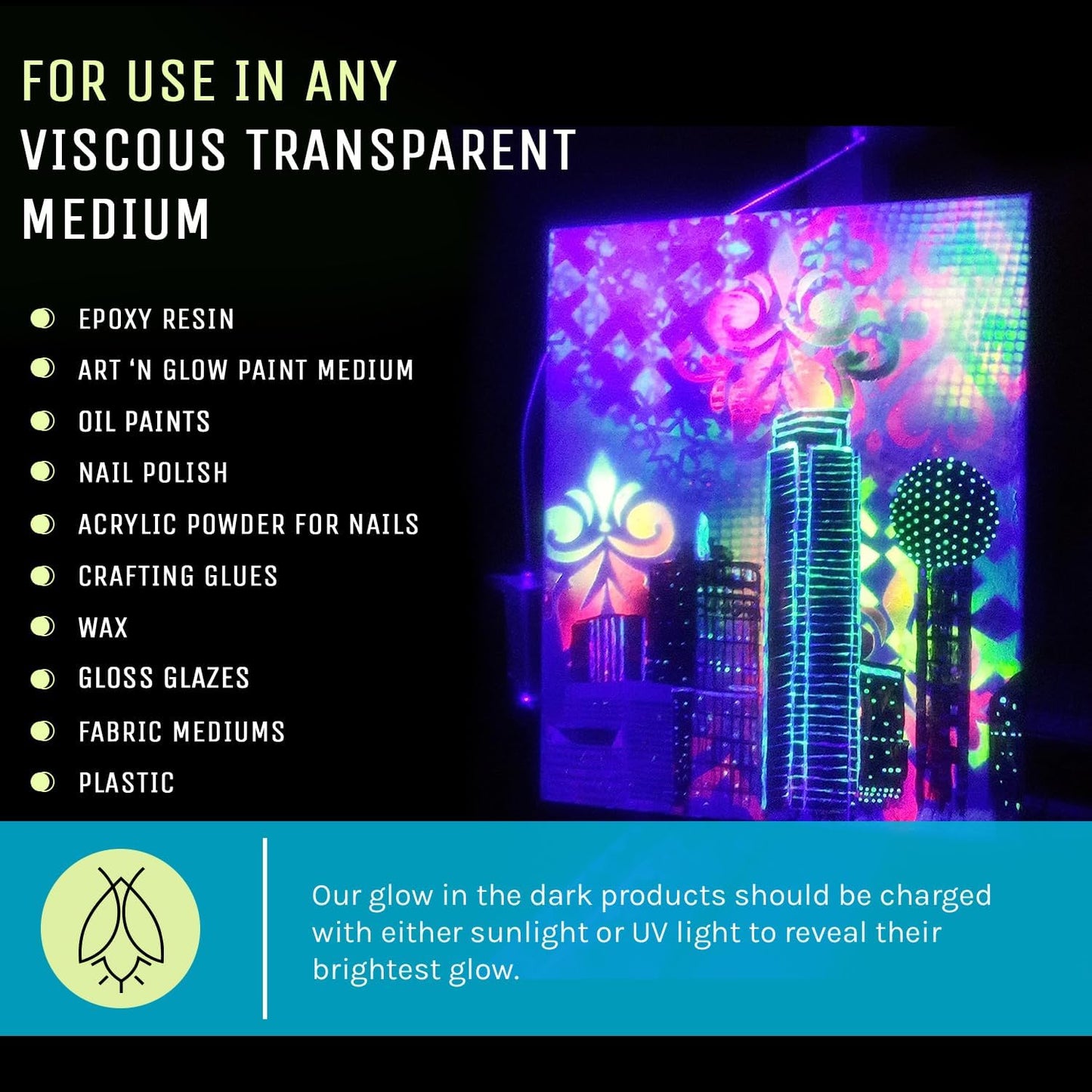 Glow in The Dark Pigment Powder - Neutral and Fluorescent Color for Art Painting, Fine Art, Nail Art Paint, and DIY Crafts - Long Lasting, 10+ Color Options - Neutral Aqua - (60 Grams/ 2.12 oz)