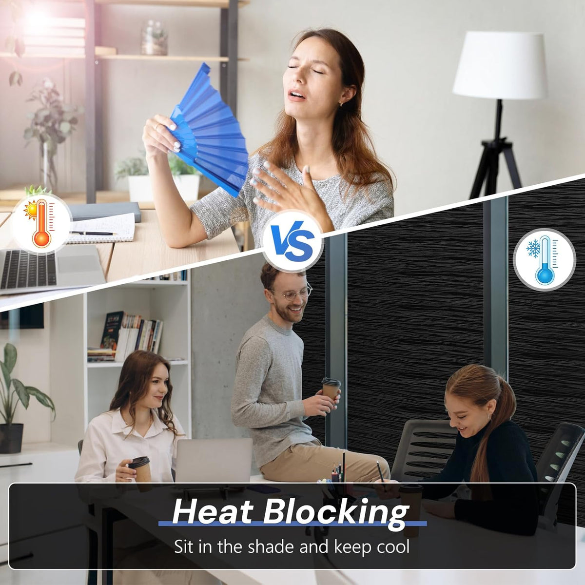 Haton Blackout Window Film, Black Out Sun Blocking Window Cover, Static Cling Frosted Privacy for Glass, Heat Control Darkening Room Coverings Shades Tint for Home Day Sleep, 17.5" x 78.7"