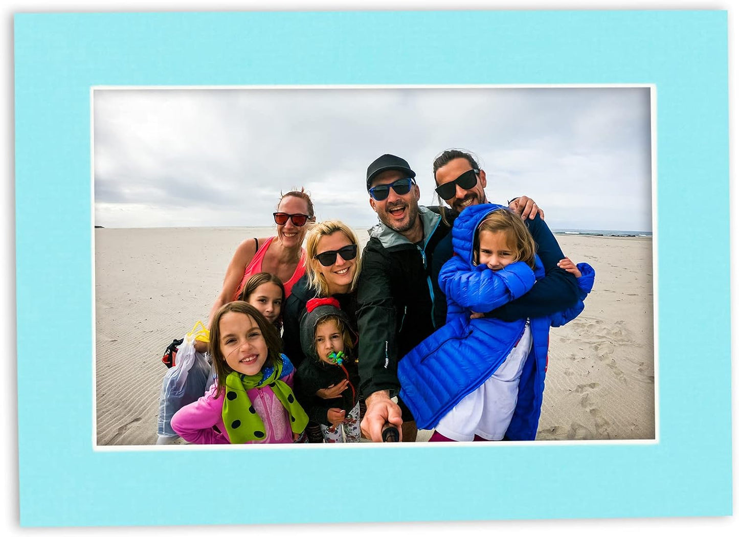 11x14 Mat Bevel Cut for 8.5x11 Photos - Acid Free Aquamarine Blue Precut Matboard With Backing Board and Crystal Clear, Self Seal Mat Bag - For Pictures, Framing - 4-ply Thickness