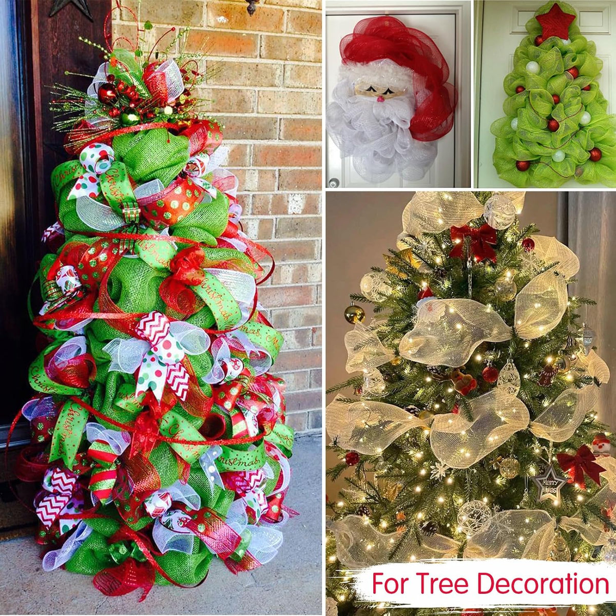 TONIFUL 2 Rolls 10 Inch Green Decorative Mesh Ribbbon Rolls, Fabric Mesh for Mesh Wreath Supplies, Front Door Wreath Crafts Tree Decor Christmas NewYears Halloween Decoration (10 yds/roll)