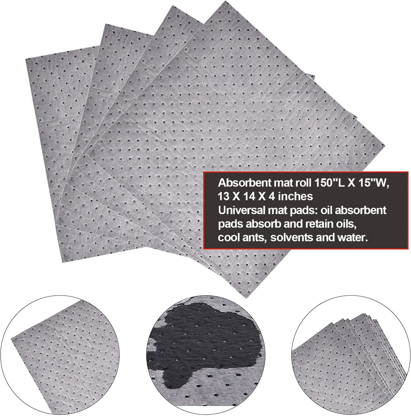 Aain® Universal Absorbent Roll, High Weight Absorbent Mats, Oil Absorbent Pads, Suitable For Multi-Purpose Super Absorbent Pads 150"L x 15"W