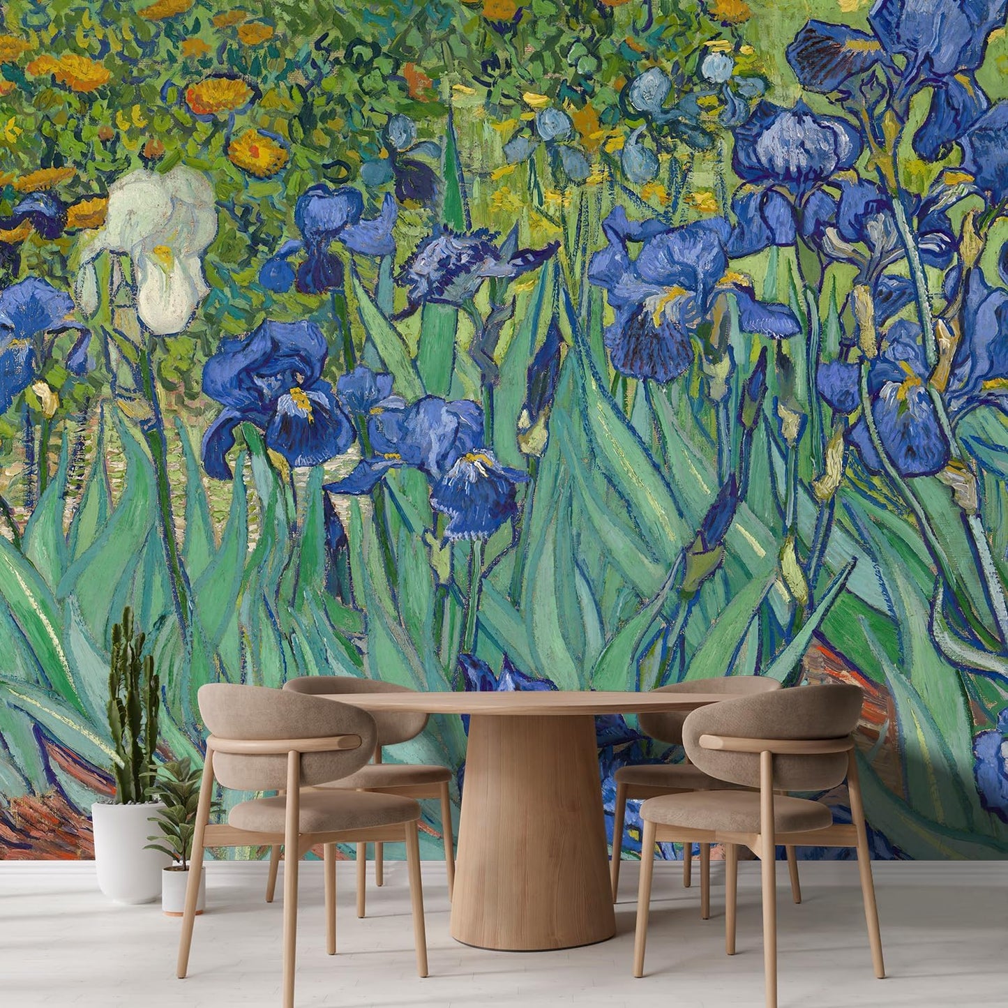 wall26 Wall Sticker/Wall Mural Irises by Vincent Van Gogh Dutch Impressionism, Not Peel and Stick, Non-Woven Wallpaper Decorative for Bedroom, Living Room,Office - 132x120 inches