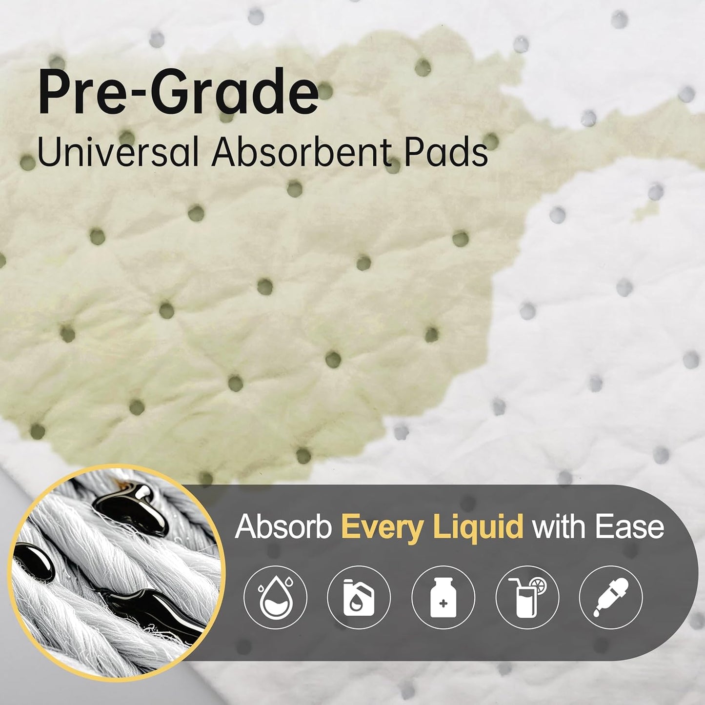 AAwipes Oil Only Absorbent Pads Mat Pre-Grade 3MM Thicker More Absorption for Garage, Car, Truck, Motorcycle - White 6 Pack 15" X 18" OW1518-6S