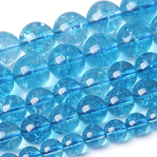 6MM Blue Crystal Quartz Beads Natural Gemstone Round Loose Stone Beads for Jewelry and Bracelets Making 120pcs 2 Strands 32"