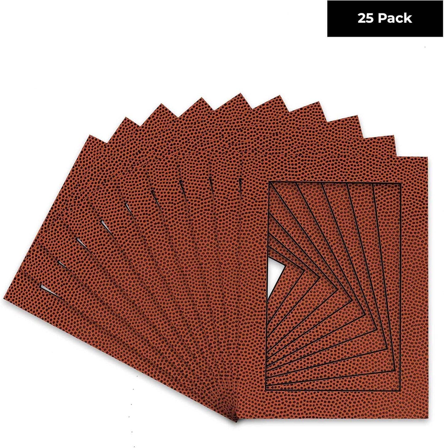 Pack of 25 Acid Free 8x10 Mats Bevel Cut for 5x8 Photos - Football Texture Precut Matboards With Backing Boards and Clear Photo Mat Bags For Pictures, Photos, Framing - 4-ply Thickness