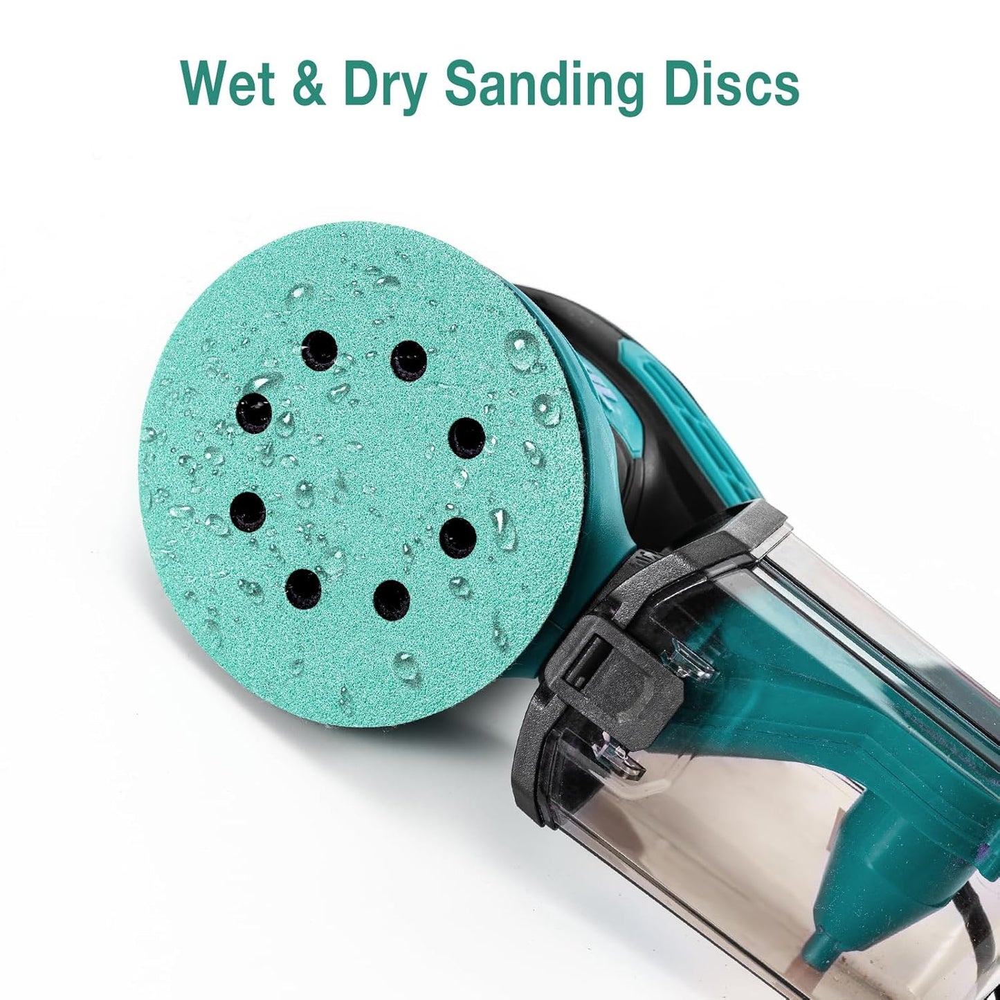 5-Inch 8-Hole Wet Dry Sanding Discs 100 Grit, Polyester Film Backed Heavy-Duty Hook and Loop Sandpaper for Random Orbital Sander, 50-Pack