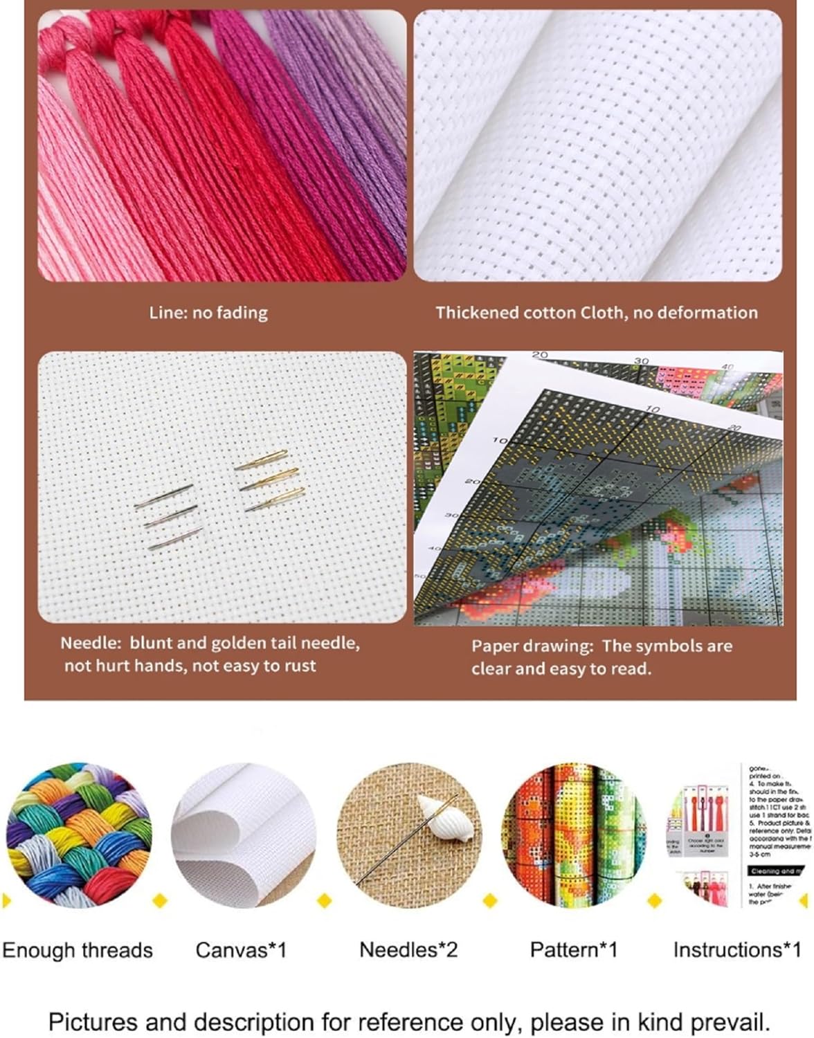 Findvoor Counted Cross Stitch Kits for Adults Full Range of Cross Stitching Embroidery Unprinted Pattern for Beginners, 11CT Needlepoint Kit Patterns Embroidery Kits-King and Princess 18x18 inch