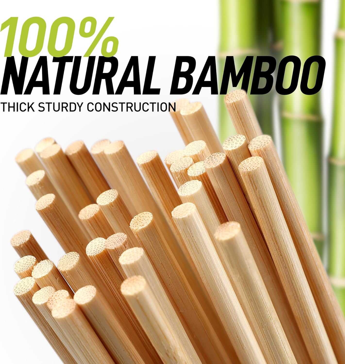 Zulay Kitchen 100-Pack Natural Bamboo Skewers – 6" Durable 4mm Roasting Sticks for BBQ, Grilling, Kabobs, Chocolate Fountain, Fruits & Crafts