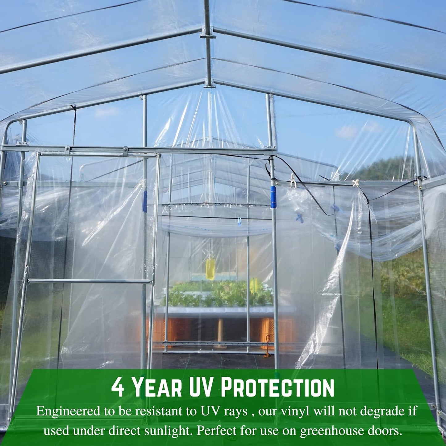 Farm Plastic Supply - Clear Vinyl Sheeting - 15 Mil - (4'6" x 10') - Vinyl Plastic Sheeting, Clear Vinyl Sheet for Storm Windows, Covering, Protection, Tablecloth Protector