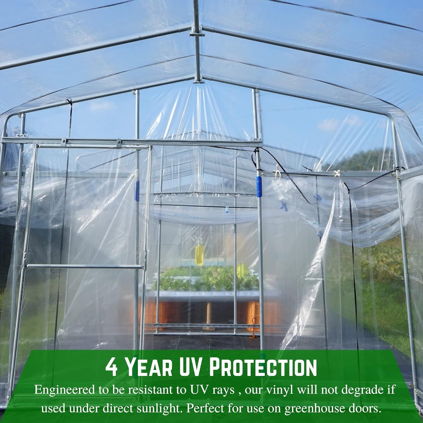 Farm Plastic Supply - Clear Vinyl Sheeting - 15 Mil - (4'6" x 25') - Vinyl Plastic Sheeting, Clear Vinyl Sheet for Storm Windows, Covering, Protection, Tablecloth Protector