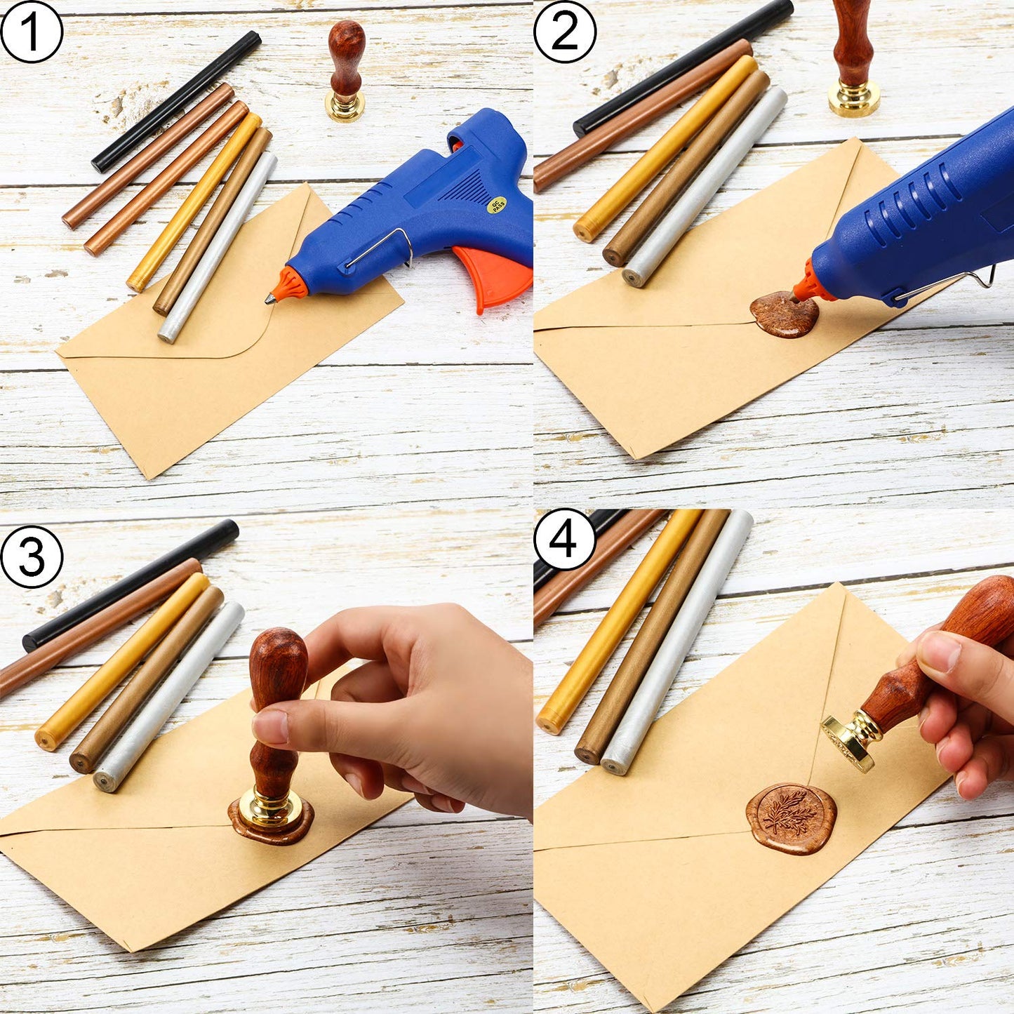Nuanchu 15 Pcs Glue Gun Sealing Wax Sticks Retro Vintage Wax Sticks for Seal Stamp and Letter for Wedding Invitations Card Envelope Christmas Holiday Gift Ideas(Black)