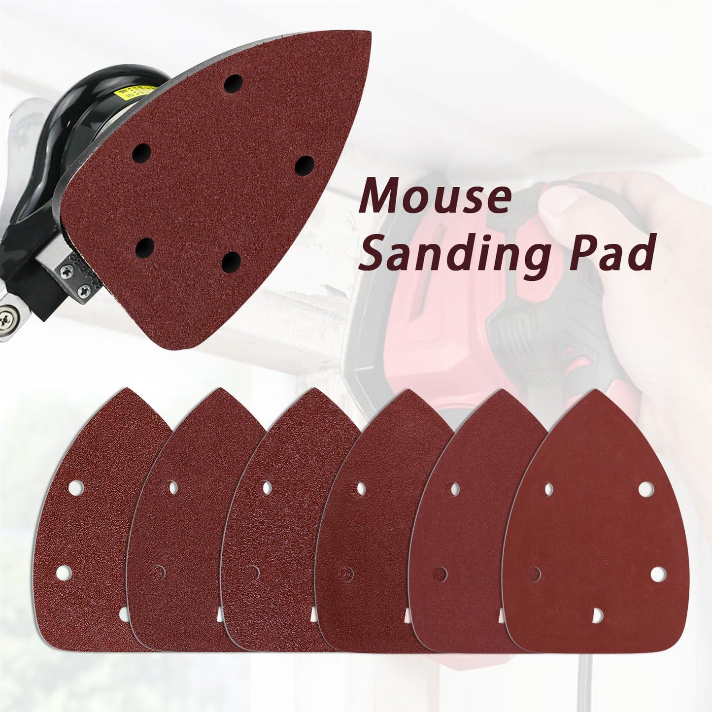 100-Pack Mouse Sandpaper (5-Hole) 60 Grit for Mouse Detail Sanders, Premium Aluminum Oxide, Easy to Replace, Ideal for Woodworking, Furniture Refinishing, and Crafting