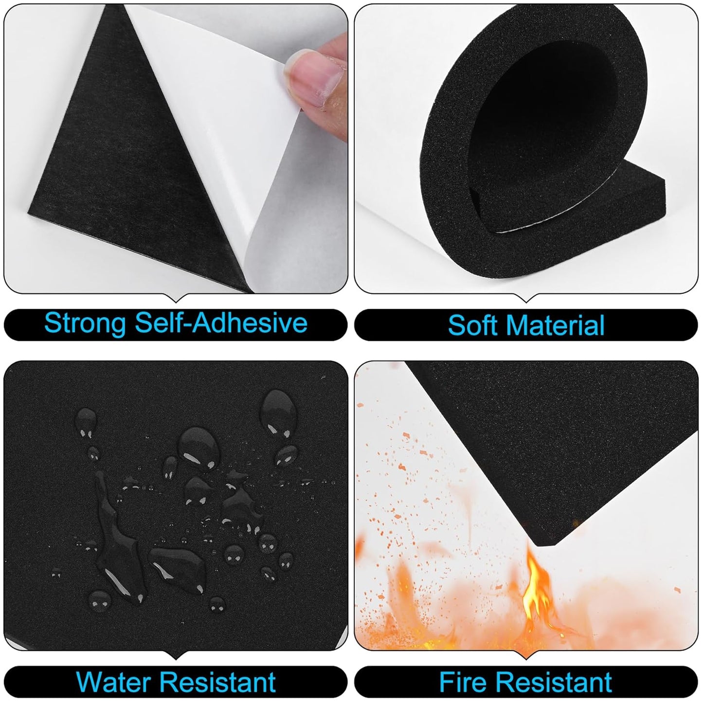 ToLanbbt 22 PCS Adhesive Foam Padding Sheets Closed Cell Neoprene Foam Sheet 1/16" Thick, 4" x 4" Self Stick Insulation Anti Vibration Pads Anti-Slip for Furniture, Cars, Speakers, DIY