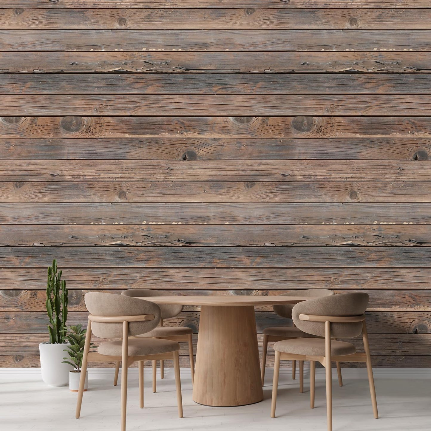 wall26 Wall Sticker/Wall Mural Horizontal Brown Vintage and Retro Wood Textured, Not Peel and Stick, Non-Woven Wallpaper Decorative for Bedroom, Living Room, Office - 132x168 inches