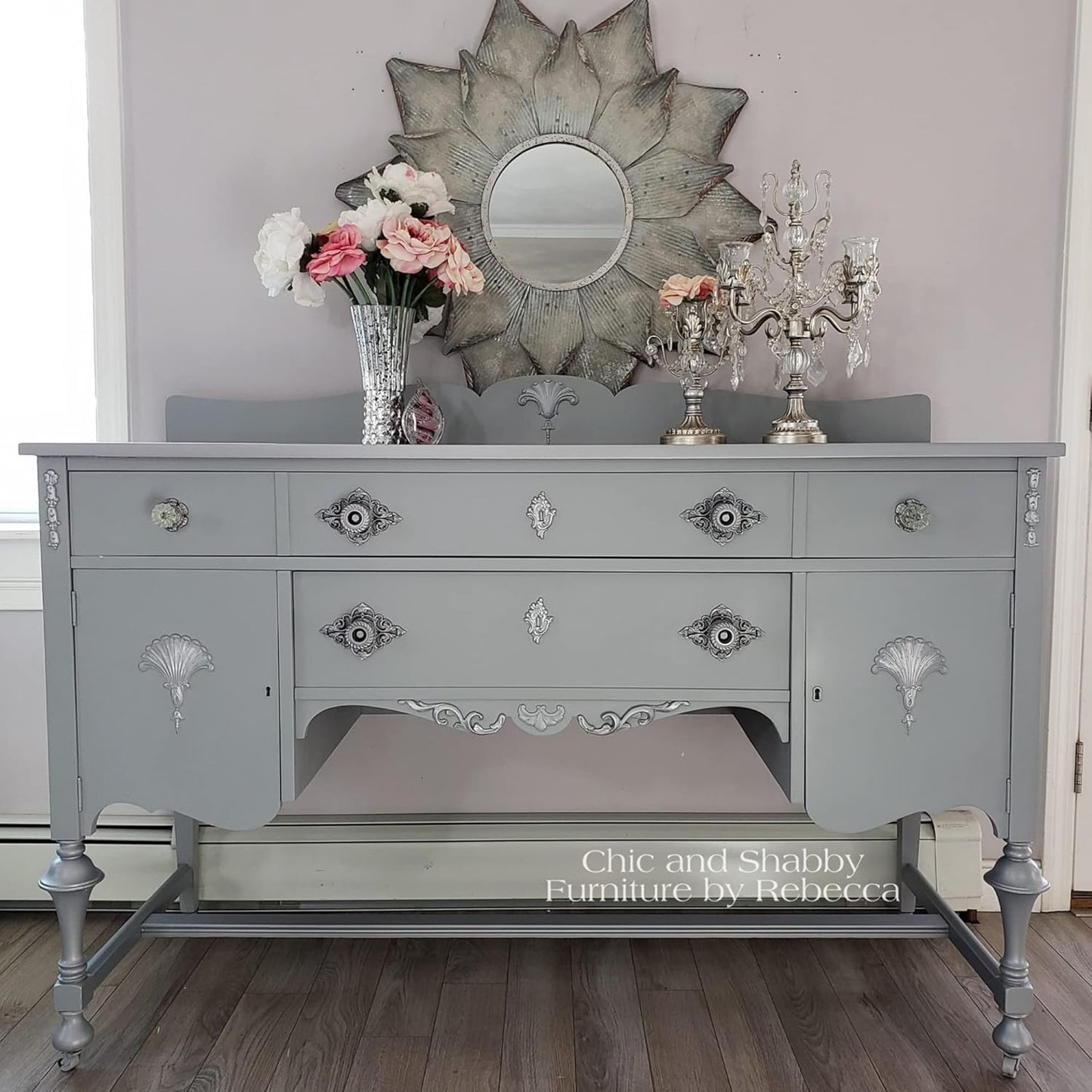 Dixie Belle Paint Company Chalk Finish Furniture Paint - Manatee Gray (16oz) - Matte Light Gray Chic Chalk Mineral DIY Furniture Paint