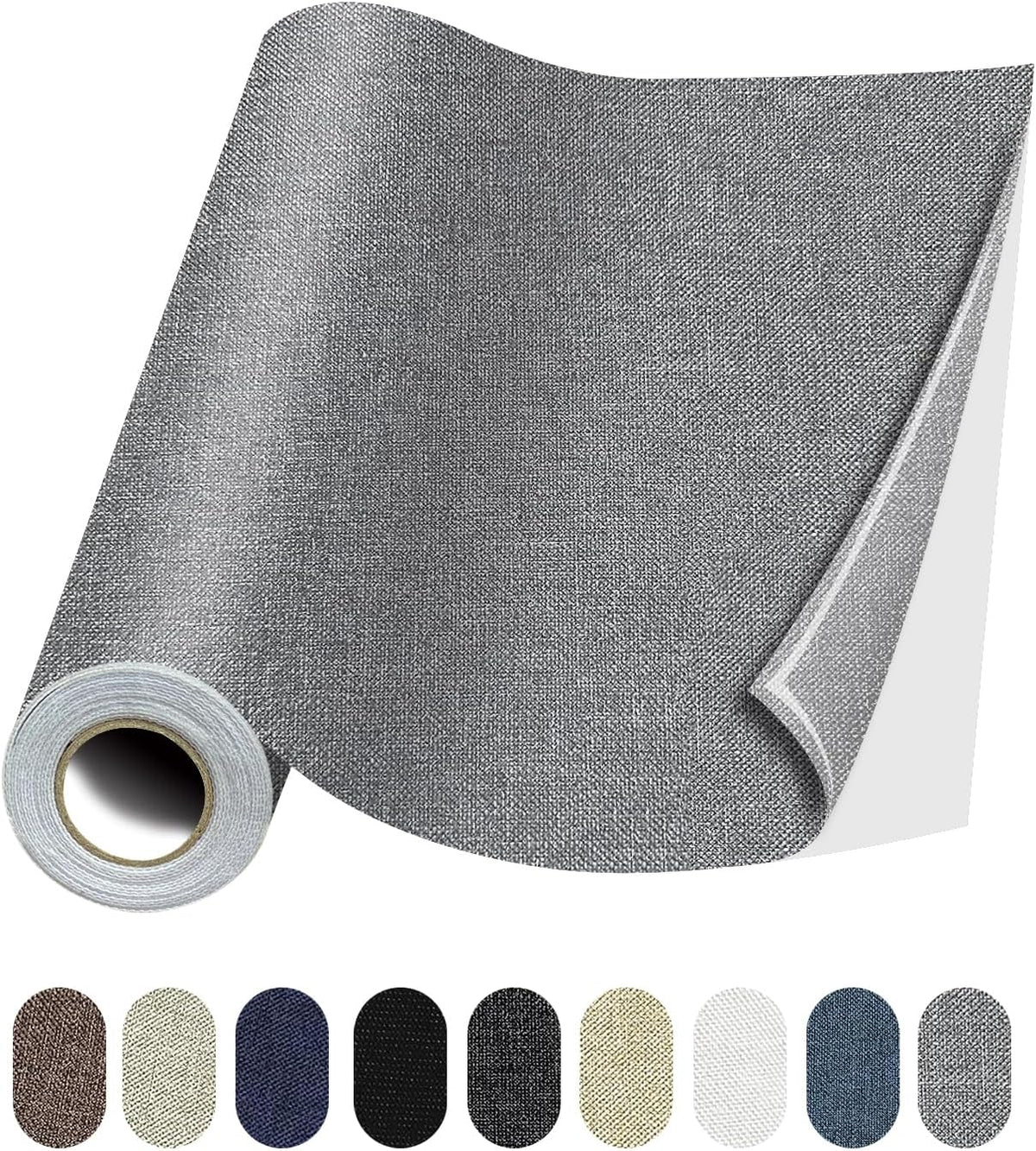 Fabric Repair Patches, 35X79 Inch Linen Repair Tape Self-Adhesive Fabric Patches Durable, DIY Large Linen Tape for Sofa, Couches, Furniture, Chair, Clothing （35X79 Inch, Grey）