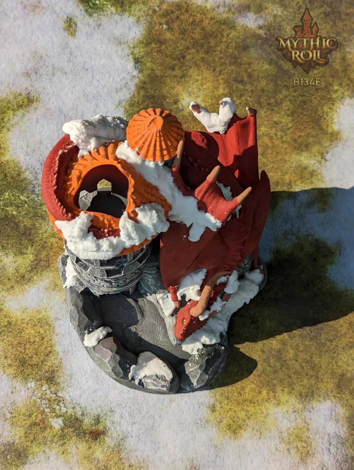 Dragon 3D Printed Dice Tower - Mythic Roll Collection - Unchained Games - Ascend to New Heights with your Rolls! (28.) Silk-Rainbow)