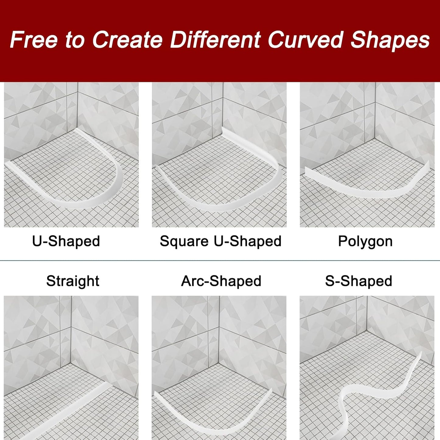 uxcell Flexible Molding Trim, 59 Inch Flexible Quarter Round Molding Silicone Peel and Stick Trim Self Adhesive Shower Water Barrier for Corner Decor Bathroom Kitchen, Transparent
