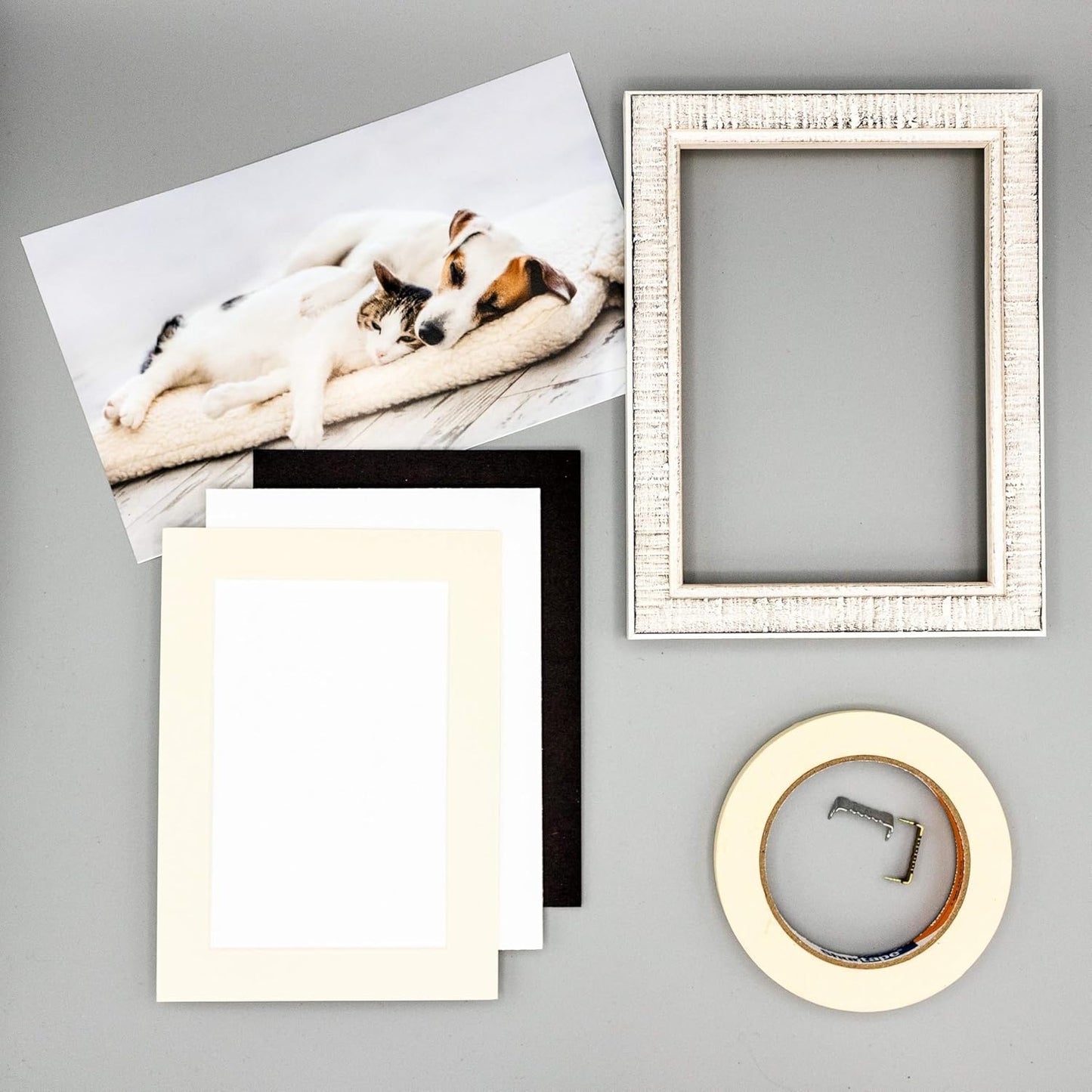 8x10 Mat Bevel Cut for 5.5x8.5 Photos - Acid Free Cream Precut Matboard with Backing Board and Crystal Clear, Self Seal Photo Mat Bag - for Pictures, Photos, Framing - 4-ply Thickness