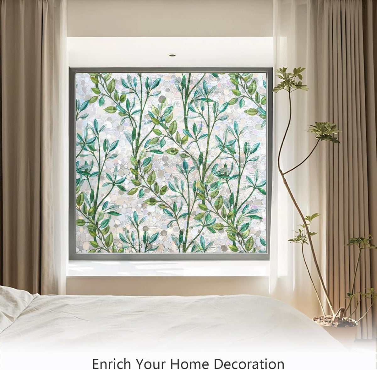 LEMON CLOUD Window Privacy Film, Stained Glass Window Film, Decorative Rainbow Window Clings, Static Cling Non Adhesive Door Stickers, Anti-UV Sun Blocker Heat Control for Home 35.4 x 78.7 inches