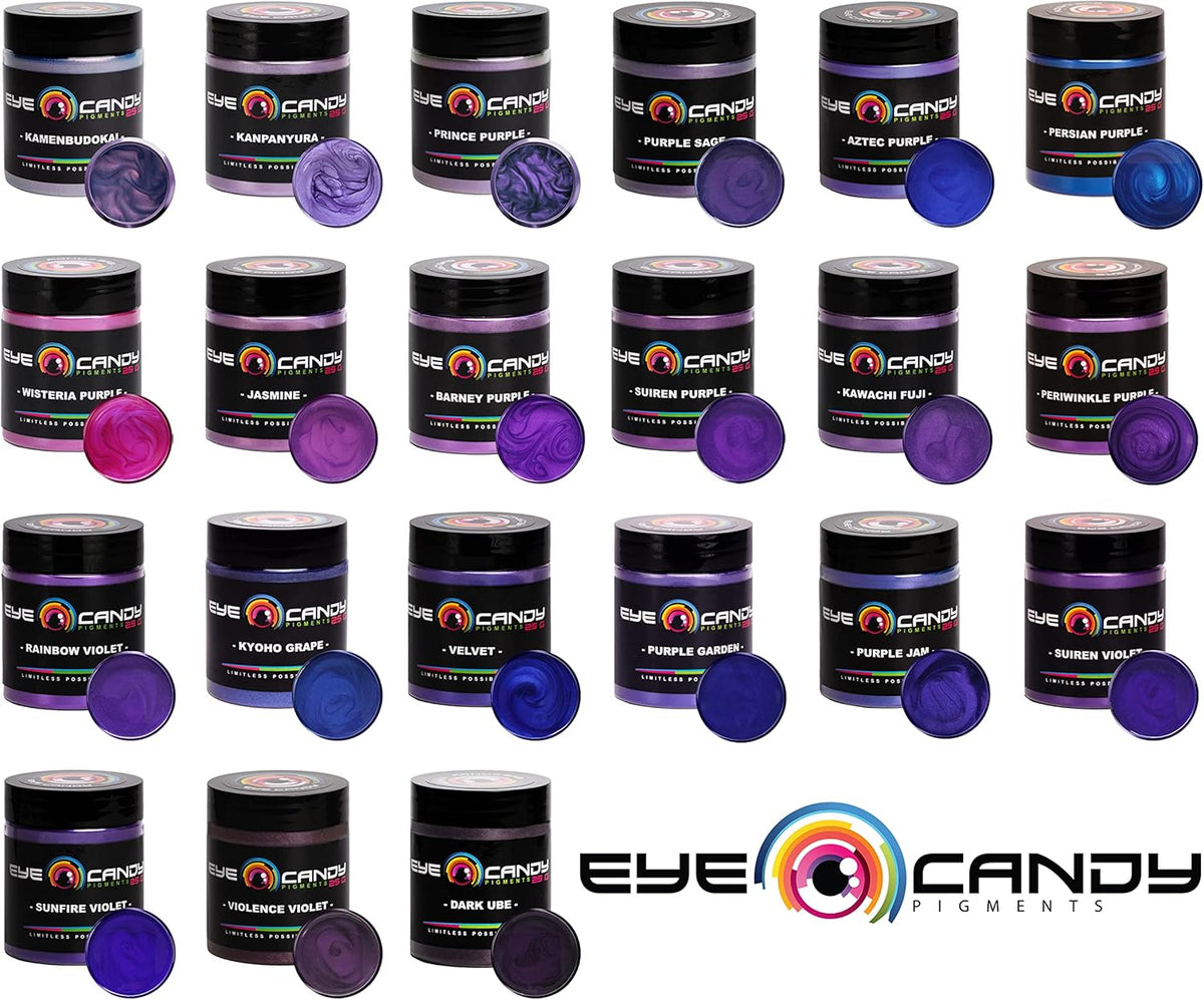 Eye Candy Pigments Premium Purple Mica Powder - Dark Ube (25gr) - for Epoxy, Resin, Soap, Paint, Woodworking, Acrylic Pouring, Bath Bombs, Fishing Lures - DIY Arts and Crafts Additive