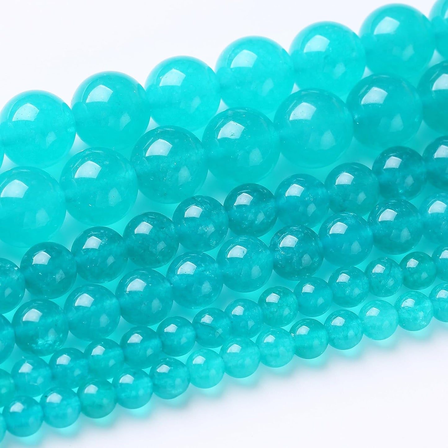 90PCS 4MM Amazonite Blue Chalcedony Natural Gemstone Round Stone Beads for Jewelry Making DIY Energy Stone Healing Power Bracelet 15"