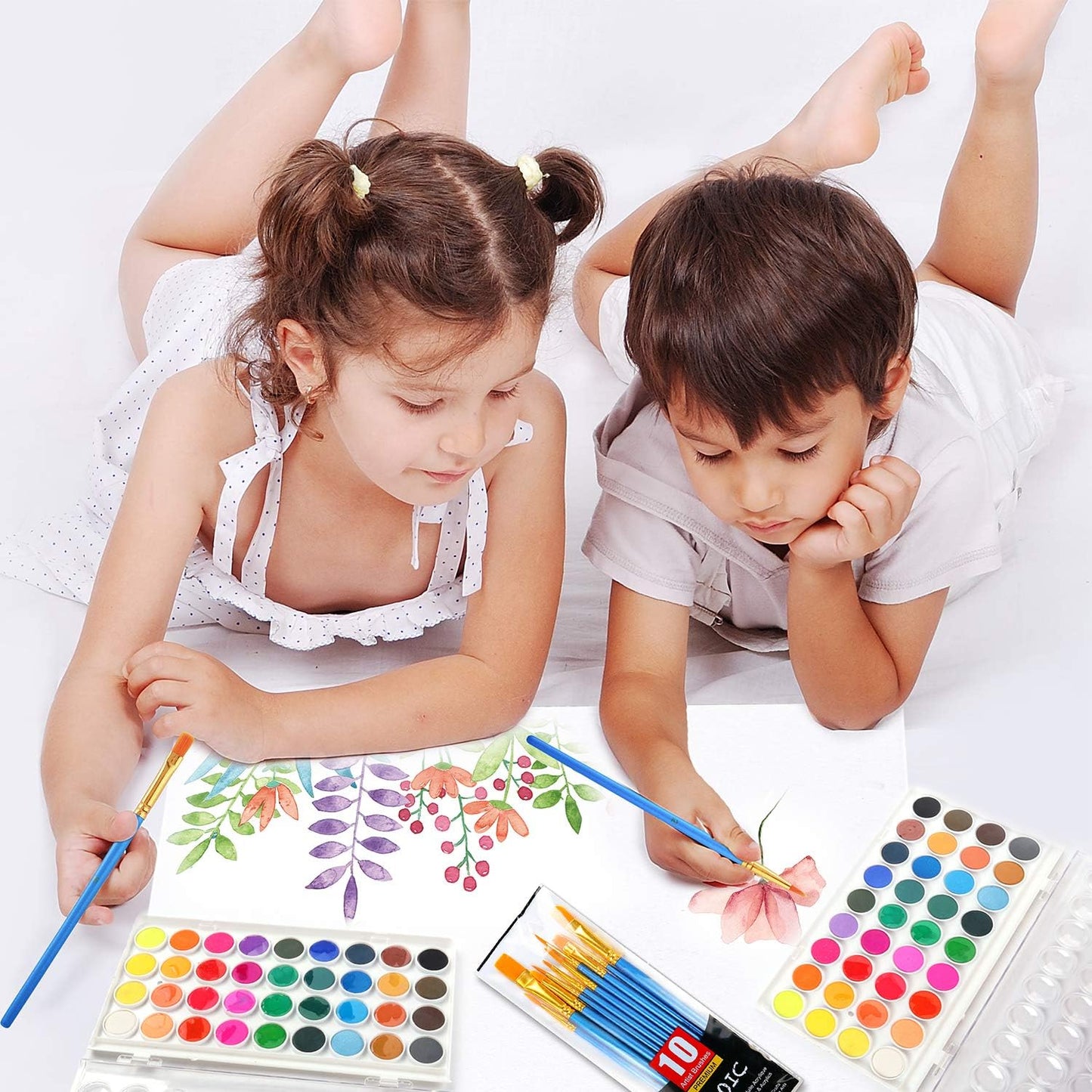 AROIC Watercolor Paint Set, 36-Color Watercolor Paint with 10 Brushes, Non-Toxic Washable Watercolors for Kids & Adults, Art Supplies for Painting, Drawing, DIY Crafts, School, Classroom, Artist Use