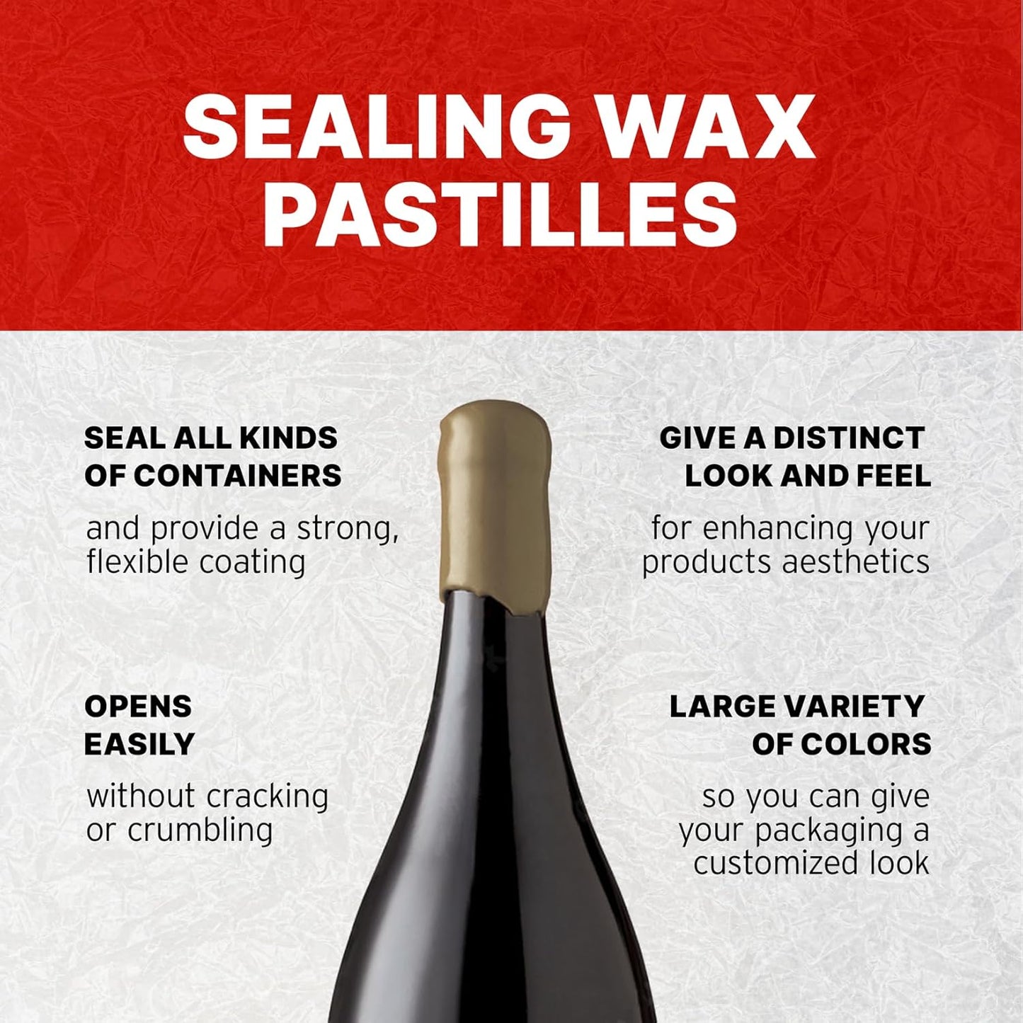 Blended Waxes, Inc. Bottle Sealing Wax, Pastille Wax Seal Beads For Wine, Beer, and Liquor Bottle Sealing, Seals Between 25-30 Bottles, 1 lb, Platinum