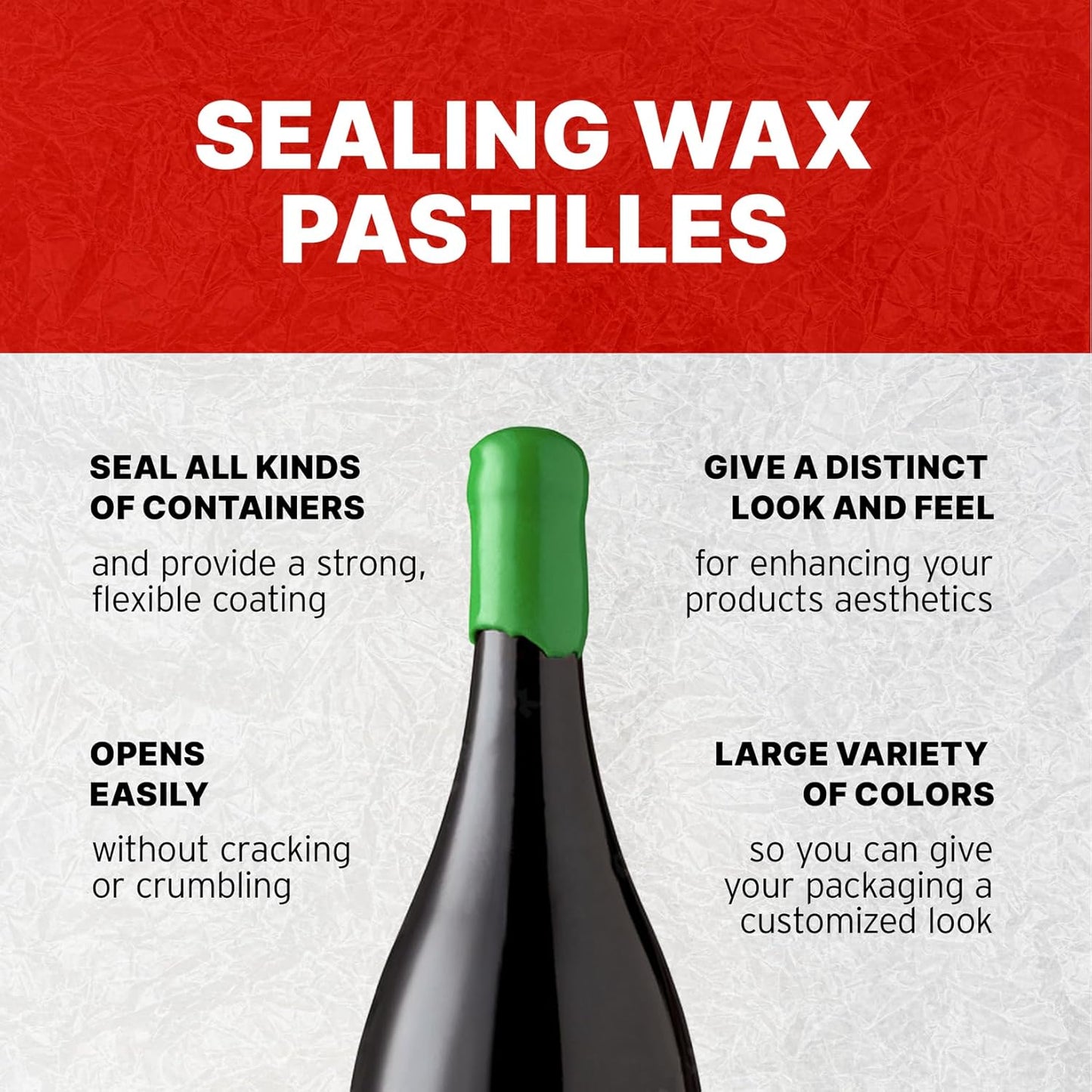 Blended Waxes, Inc. Bottle Sealing Wax, Pastille Wax Seal Beads For Wine, Beer, and Liquor Bottle Sealing, Seals Between 25-30 Bottles, 1 lb, Emerald Green