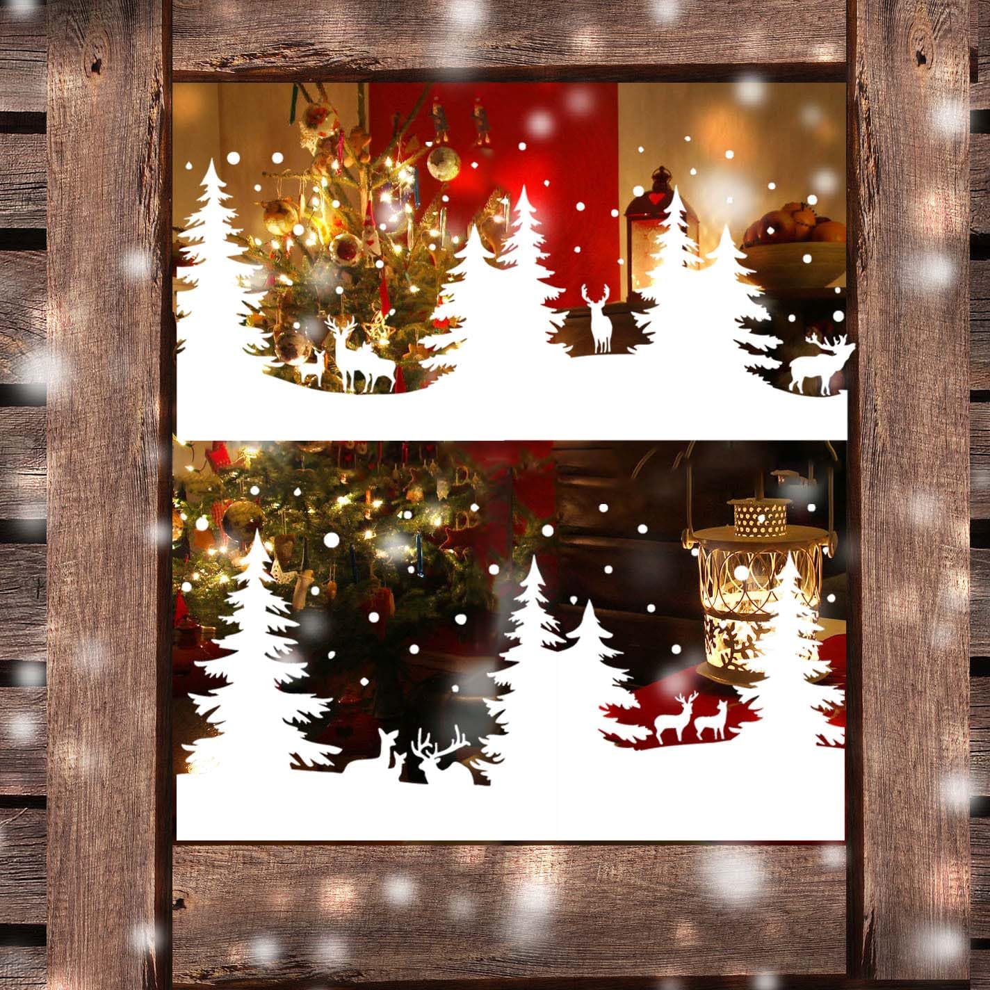 Christmas Stencils for Window Glass Large Christmas Stencils for Door Mats Forest Deer Winter Scene Holiday Stencil for Painting on Wood Doormat Fabrics Decor