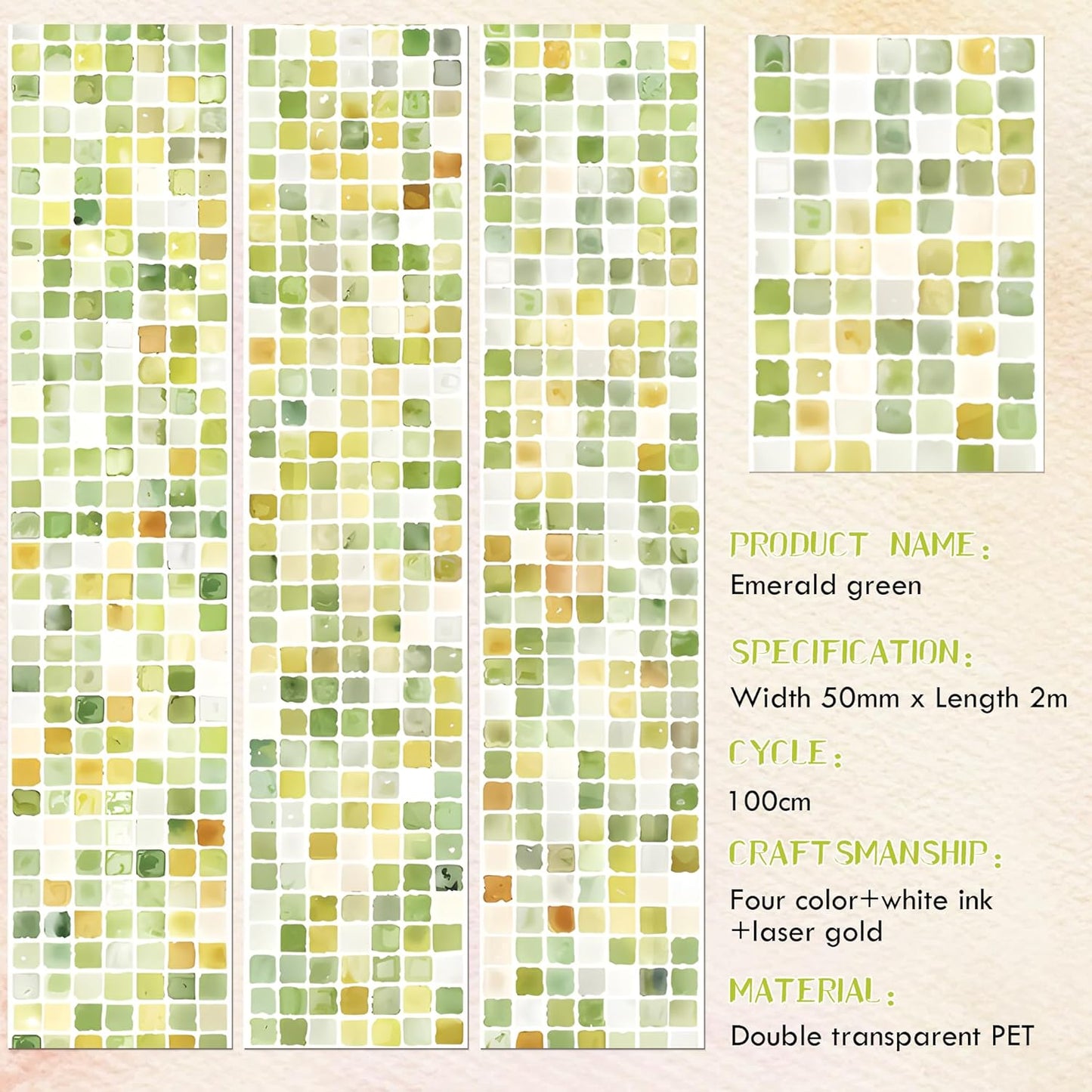 Green PET Tape for Journal Scrapbooking - Greenery Spring PET Tapes Stickers for Crafts Journaling Scrapbook DIY Art Craft Gift Wrapping Supplies