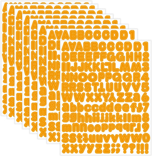 Letter Stickers,1/2 inch 10 Sheets Orange Alphabet Sticker,Self Adhesive Vinyl Letter Stickers Mailbox Numbers,Self Adhesive Letters Stickers for Bulletin Boards Classroom Home Decor