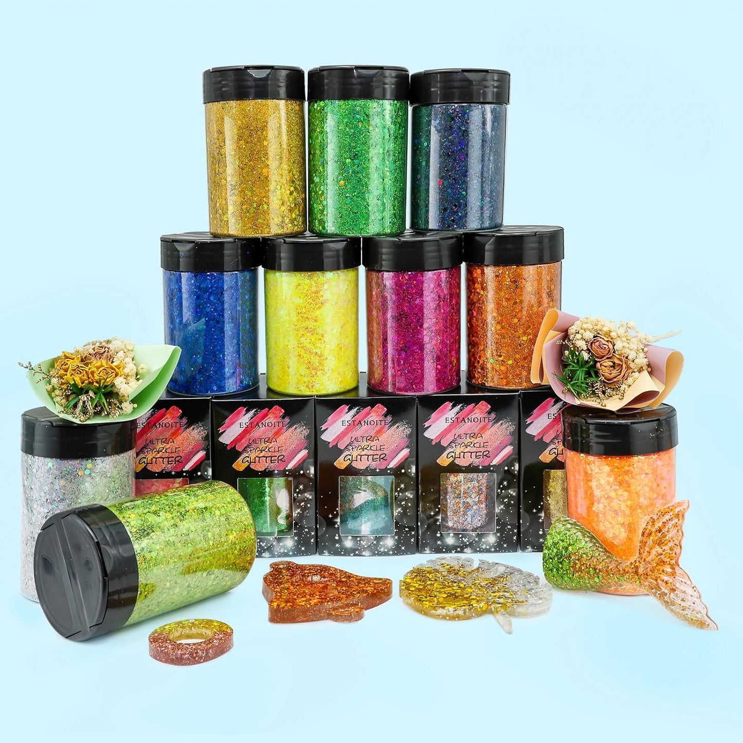 Chunky Glitter, 160G/5.64OZ Craft Glitter for Epoxy Resin, Mixed Fine Glitter & Chunky Glitter, Metallic Chunky Glitter for Hair, Nail Arts, Body, Bulk Glitter for DIY Tumbler Painting (Honey Gold)