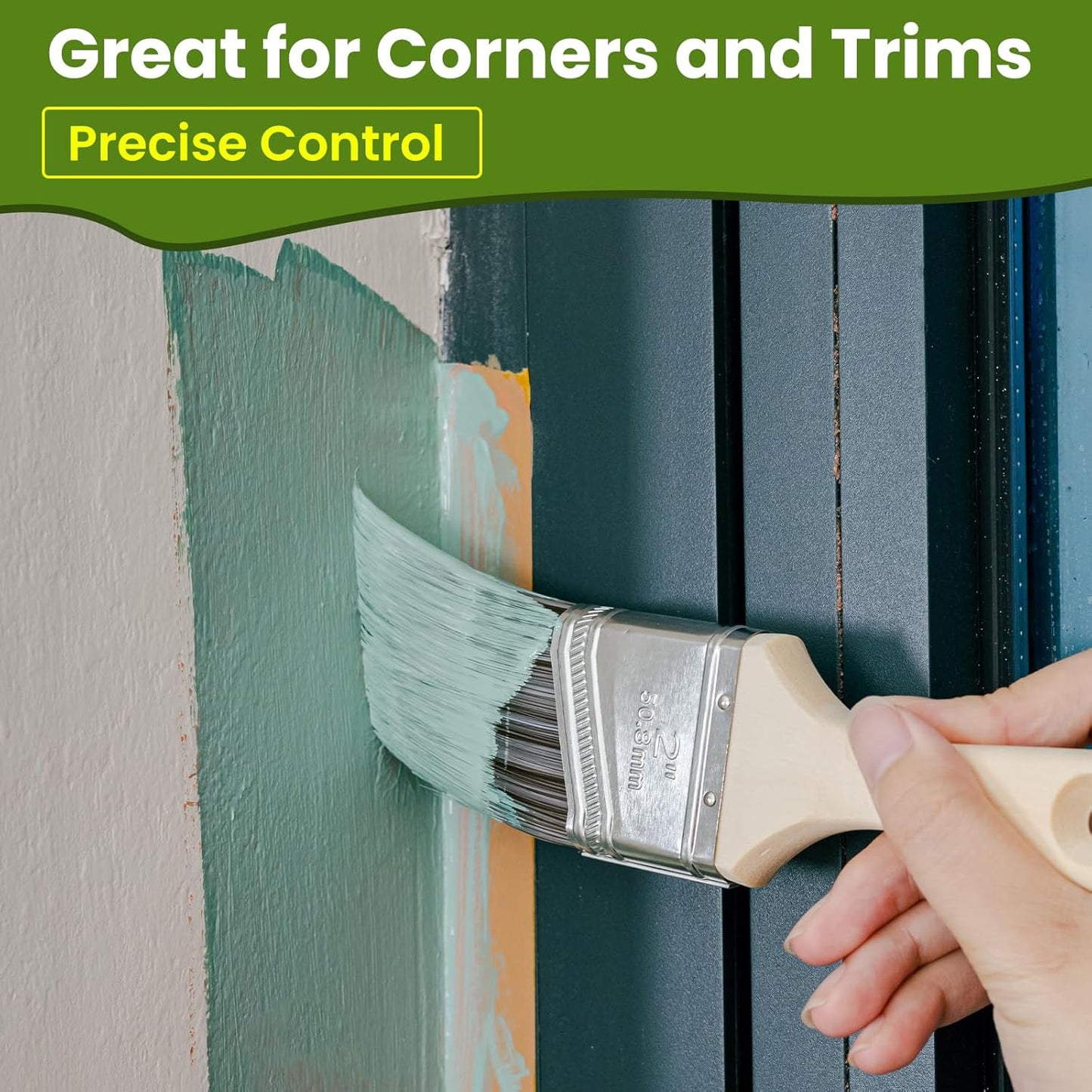Paint Brushes, 2 Inch, Angled Brushes with Short Handle, 3 Pack, Shortcut Paintbrush for Paints and Stains, Small Paint Brushes for Walls, Furniture, Cabinets and Home Improvement