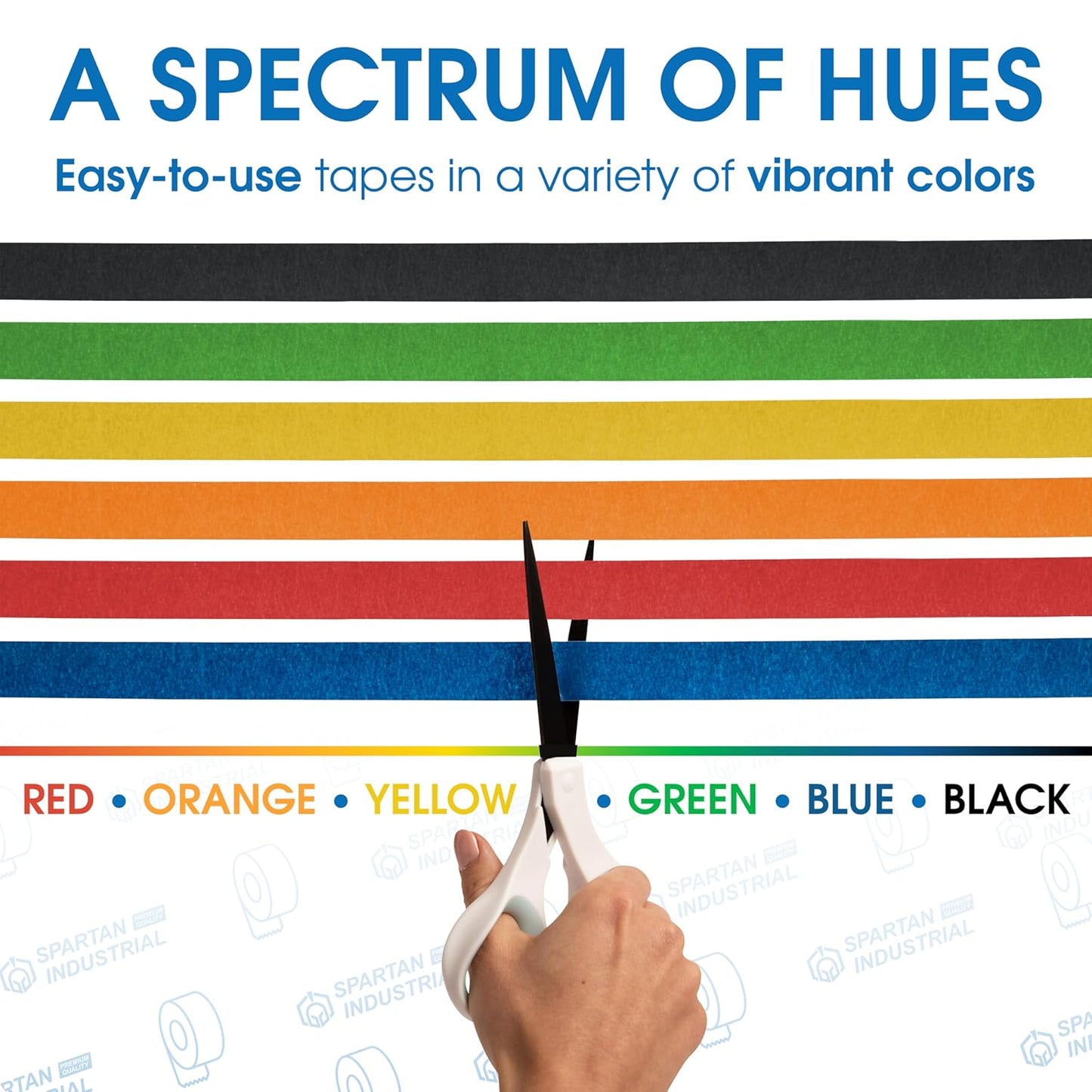 Spartan Industrial - 1" X 60 yd Orange Tape - 6 Colored Masking Tape Rolls for Home, Office, School Use - No Residue, 5.5 Mil
