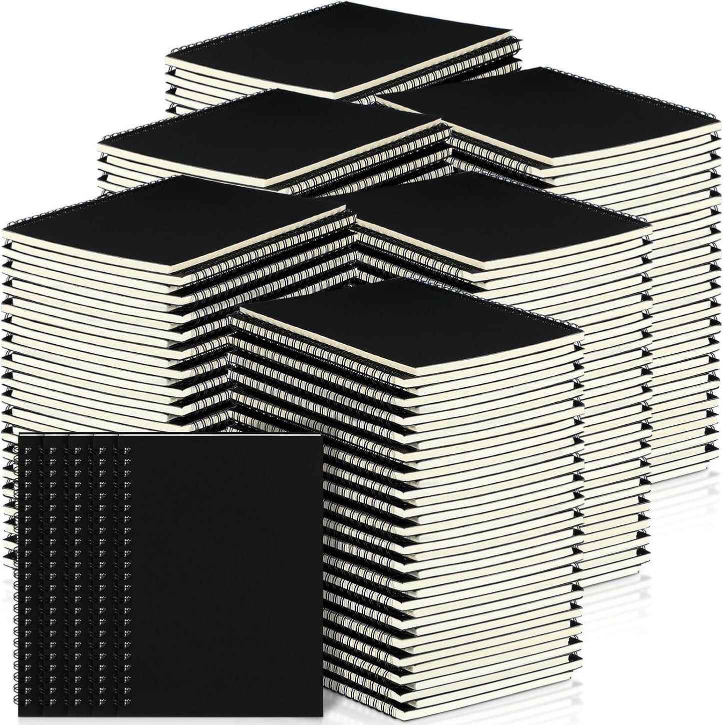 Yahenda 108 Pcs Spiral Notebook Bulk A5 Journal Lined 8.3'' x 5.5'' Writing Composition Paper Small Notepad Subject Notebook for Students Office Business Back to School Supplies (Black)