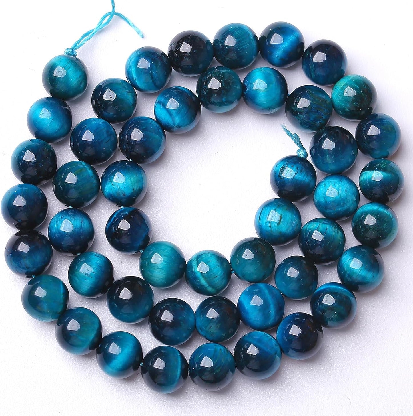 6MM 120pcs Natural Royal Blue Tiger Eye Stone Energy Healing Beads Round Loose Beads for Jewelry Making Bracelet 2 Strands 32"