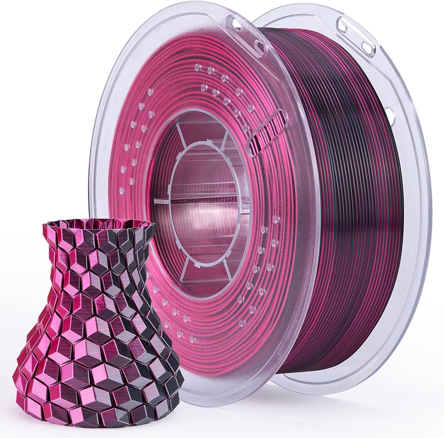 ELEGOO Silk PLA Filament 1.75mm Dual Color Black Red 1KG, Shiny 3D Printer Filament Dimensional Accuracy +/- 0.05mm, 1kg Spool(2.2lbs) Fits for Most FDM 3D Printers