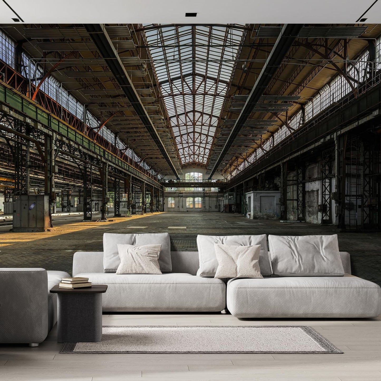 wall26 Wall Sticker/Wall Mural Industrial Interior of an Old Factory Building, Not Peel and Stick, Non-Woven Wallpaper Decorative for Bedroom, Living Room, Office - 132x168 inches