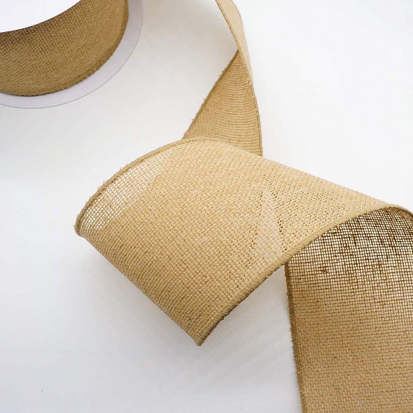 CT CRAFT LLC Burlap Fabric Wired Ribbon 4" x 20 Yards Natural Color for Christmas Home Wedding Decor Gift Wrapping Tree Topper Bow Wreath Bouquet DIY Crafts