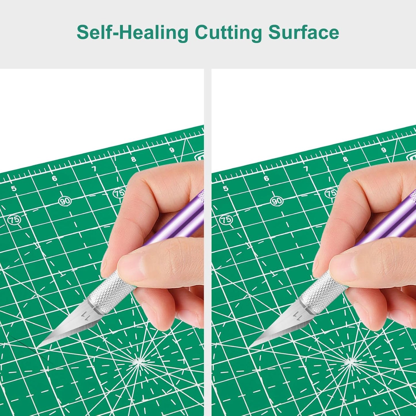 Headley Tools 17"x17" Rotating Cutting Mat, Self Healing Mat with 360-Degree Rotation & Anti-Slip Base, Sewing Board Cutting Mat Perfect for Fabric Quilting Leather Hobby Project, Green