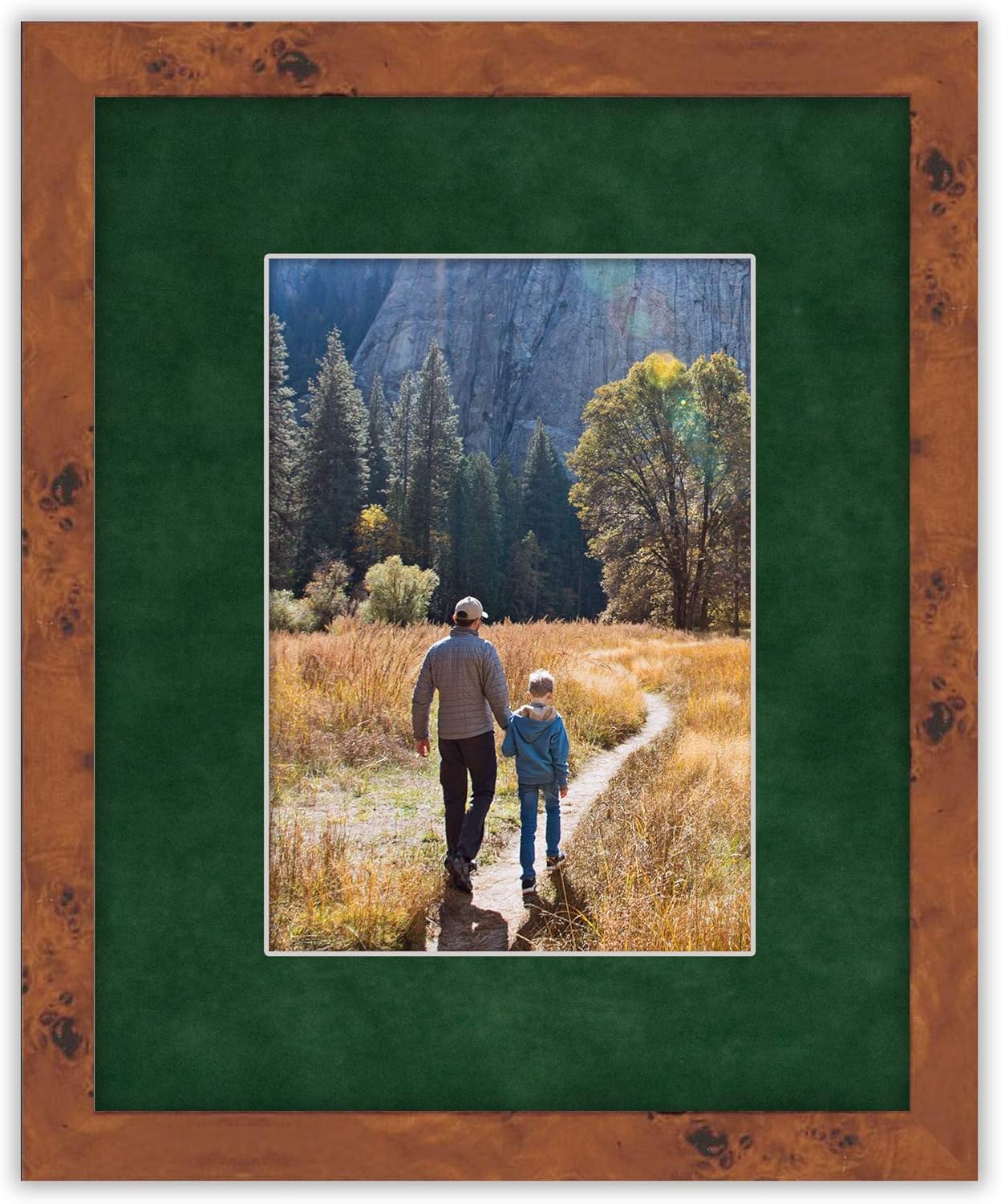 Pack of Ten Acid Free 8x10 Mats Bevel Cut for 5x8 Photos - Green Suede Precut Matboards With Backing Boards and Self Seal Photo Mat Bags For Pictures, Photos, Framing - 4-ply Thickness