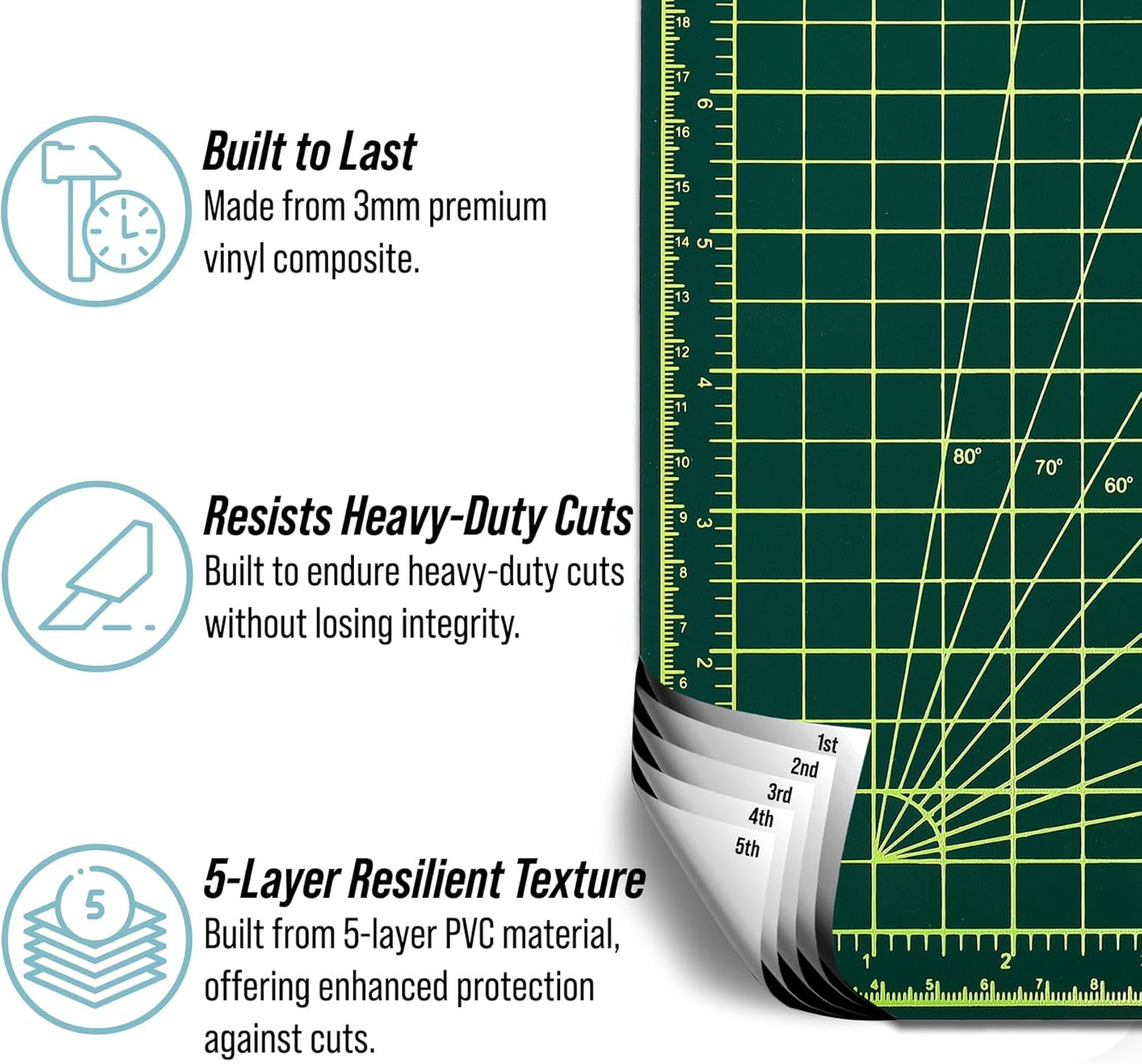 Self Healing Cutting Mat Reversible Green/Black Size: 12" x 18"