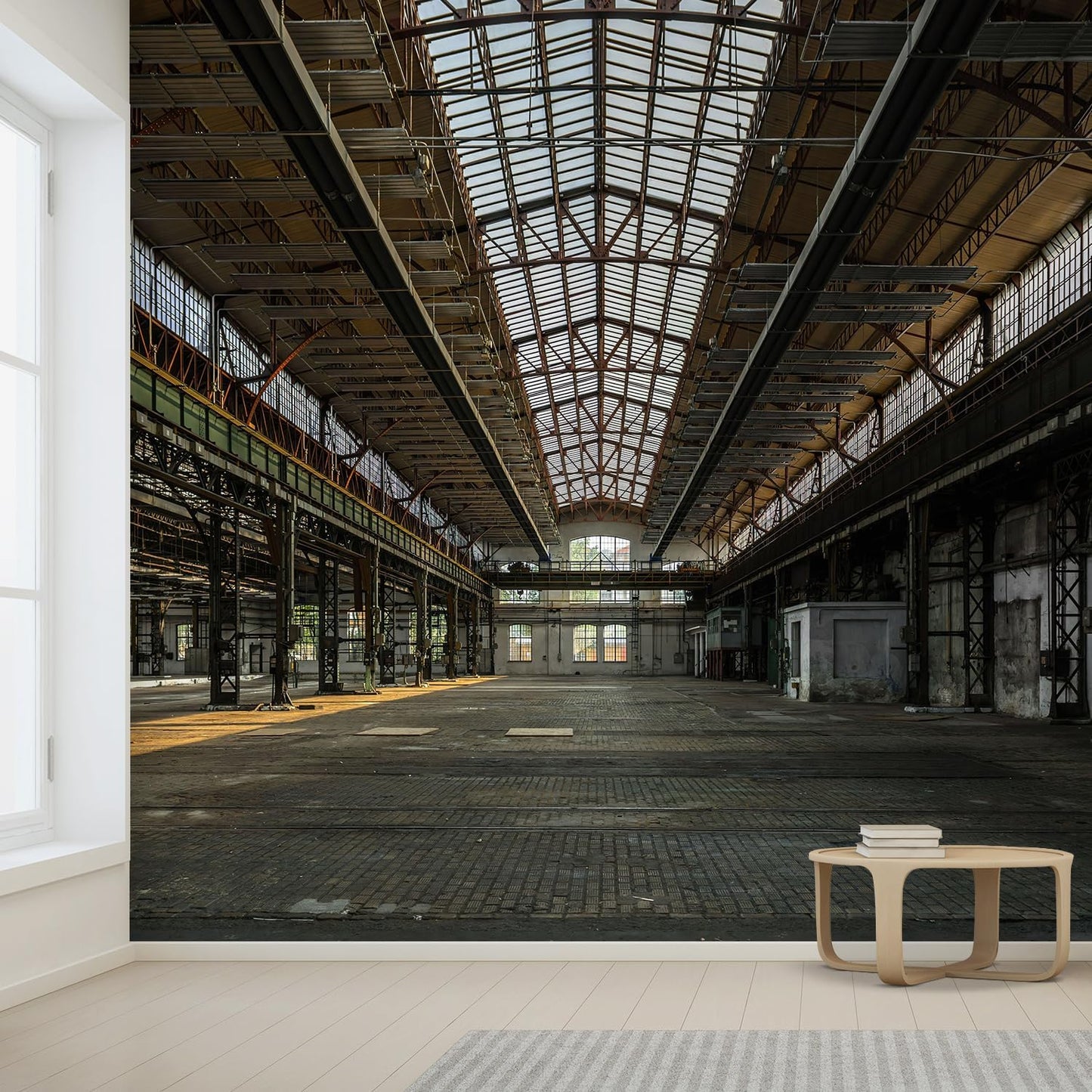 wall26 Industrial Interior of an Old Factory Building Removable Wall Mural | Self-Adhesive Large Wallpaper - 132x120 inches